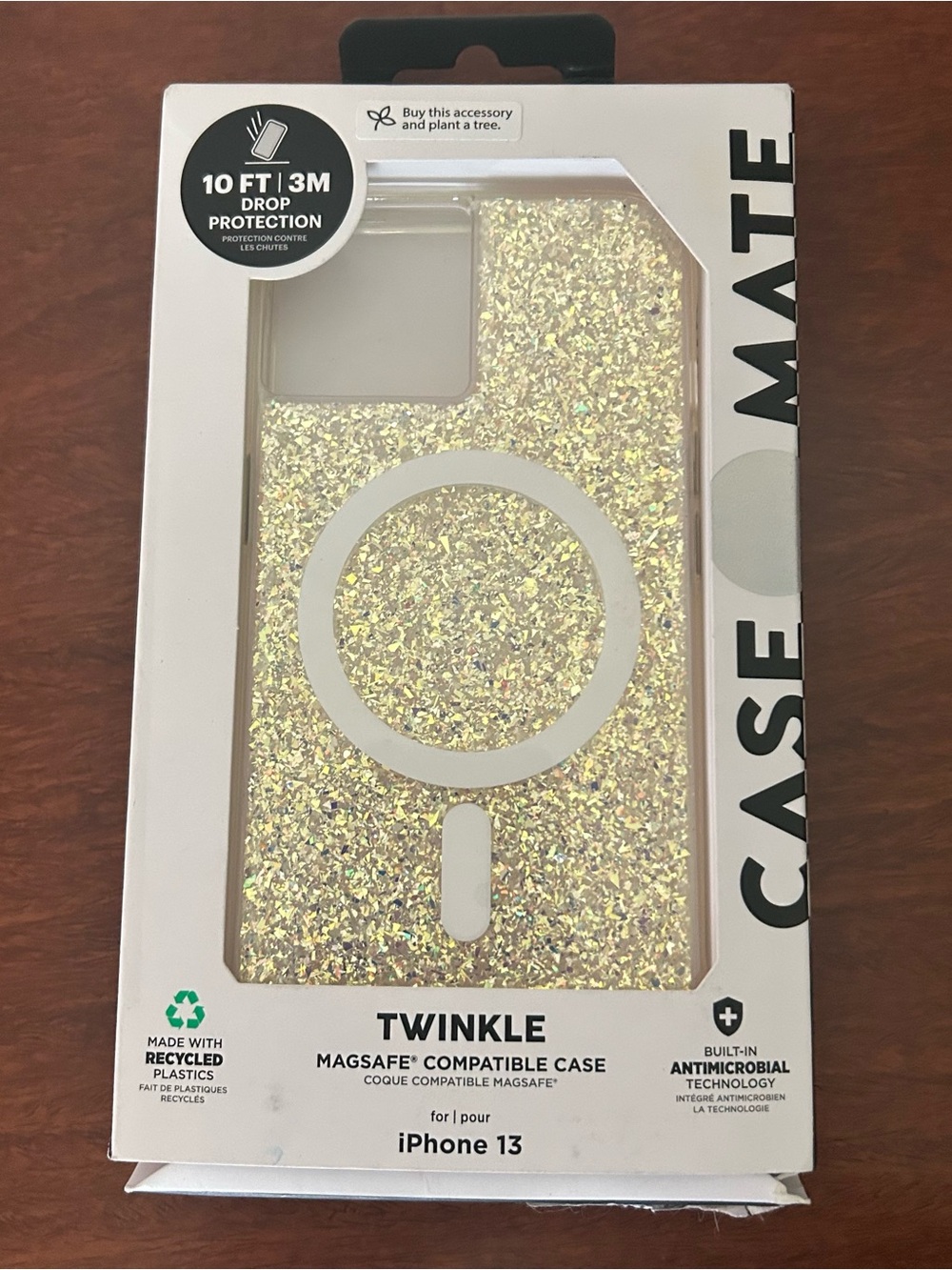 New CASE MATE Twinkle Magsafe Charging Phone Case for  iPhone 13 glitter Gold